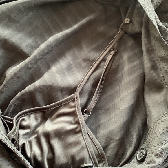 Dex Anita Midi Dress Women’s Black Button Up Overlay w/ Satin Slip Size Large - Picture 6 of 11